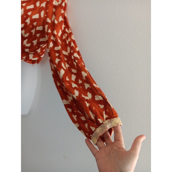 NWT Zara Linen Blend Midriff Crop Twist Top with Beaded Cuffs Size XS Boho NEW - Picture 4 of 12